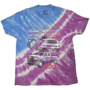 RAM Truck Tie Dye T-Shirt Dodge Graphic Tee Purple Blue Mens M/L(N)‎